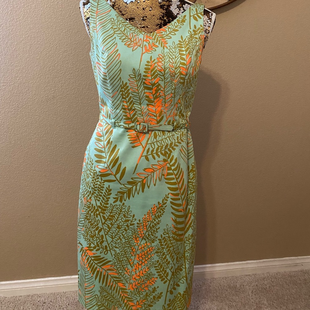 Beautiful green & orange mid length dress